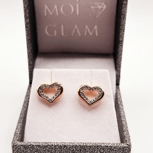 Dainty Rose Gold Plated Heart Studs - Picture 8 of 10
